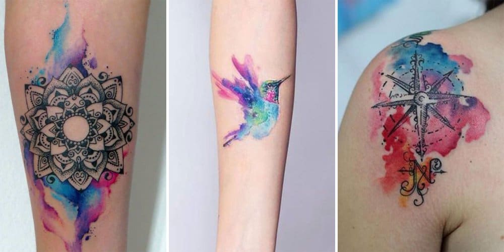 tatouage femme coloré aquarelle