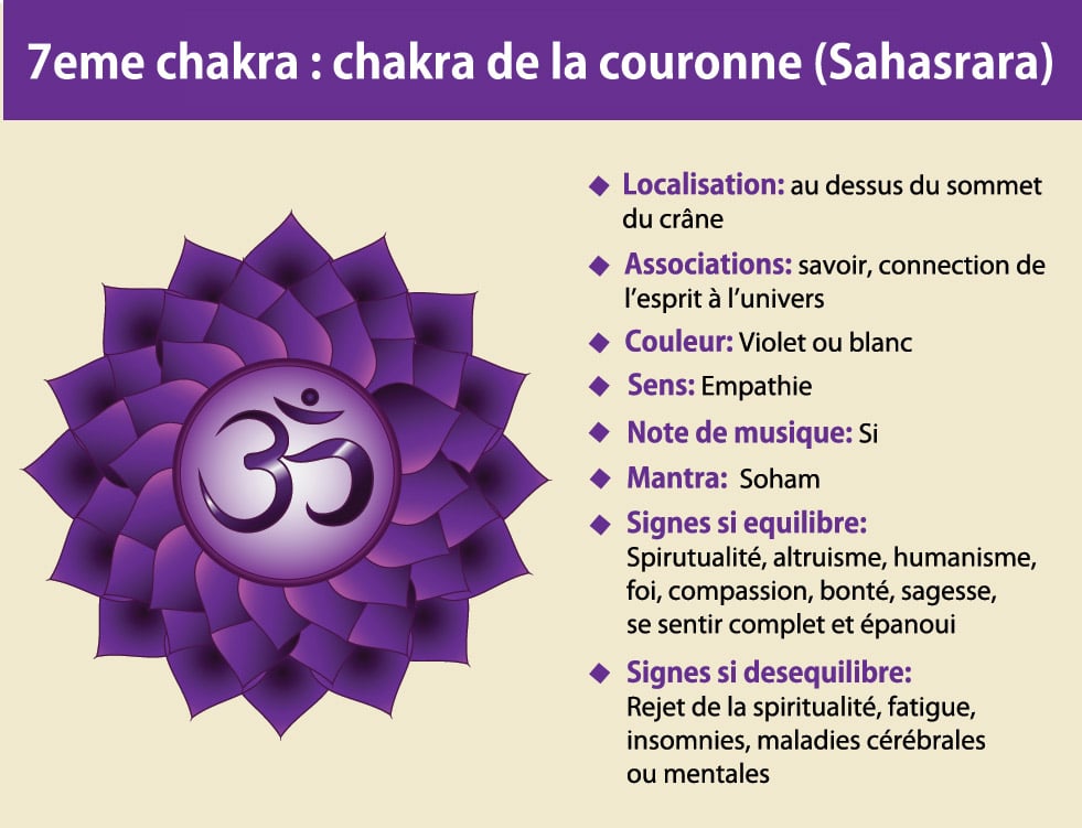 7ème chakra de la couronne ou coronal (Sahasrara)