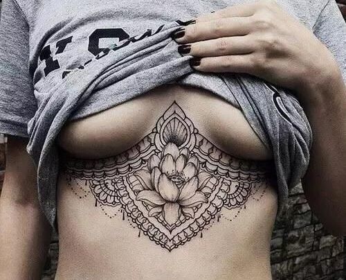 underboobs tattoo mandala lotus